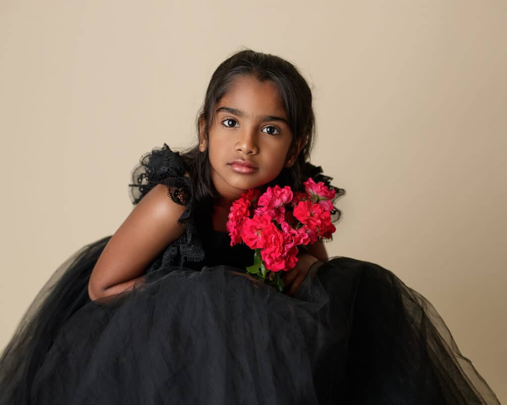 indian girl in black dollcake dress